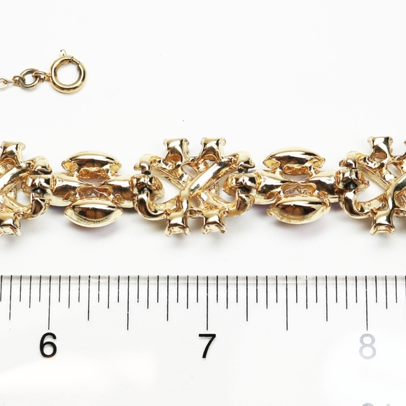 GORGEOUS VINTAGE CORO PEGASUS *signed* PINK CRYSTAL GOLD TONE BRACELET - Picture 6 of 8